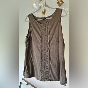 Banana Republic Olive Green Lace-Detail Sleeveless Top